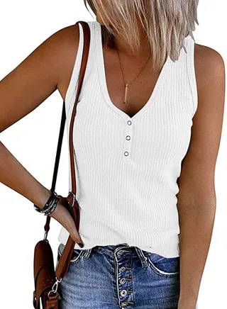 Summer New Solid Color V-neck Sleeveless Knitted Vest 