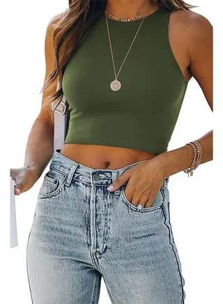 Fashion Solid Color New Sleeveless Round Collar Vest 