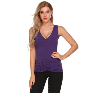 Lace Patchwork Ruched Tank Top Purple 
