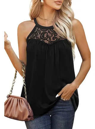 New Fashion Lace Pleated Sleeveless Vest 