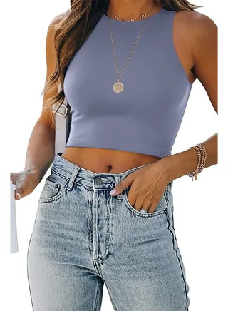 Fashion Solid Color New Sleeveless Round Collar Vest 