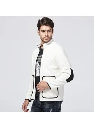 Outdoor Plush Cardigan Mock Neck Overcoat 