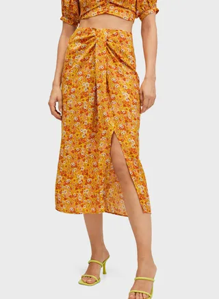 Printed Front Slit Skirts 