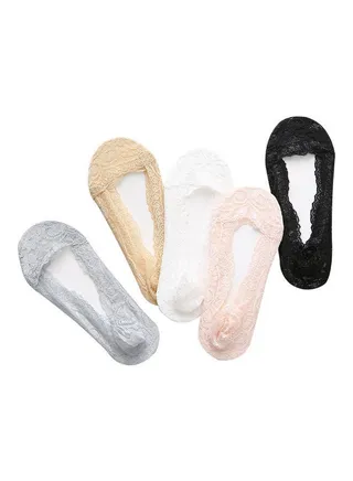 Pack Of 5 Pairs Of Lace Low Cut Socks Multicolour 