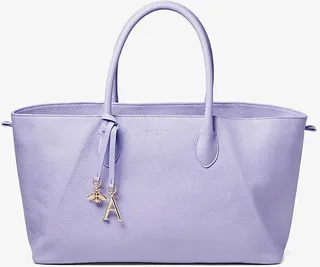 Womens Lavender Paris Branded Leather Tote bag