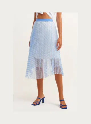 Embroidery Detailed Skirt Blue 