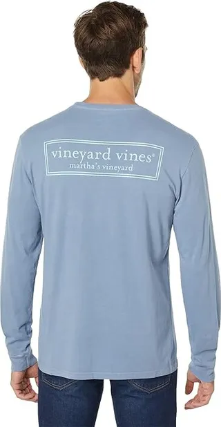 Vineyard Vines Long Sleeve Logo Box Pocket Tee (Summer Evening) Men's Clothing