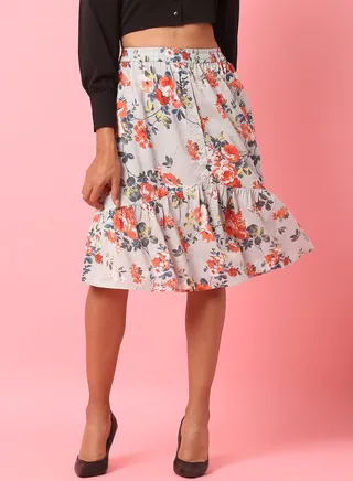 Casual Printed Skirt Multicolour 