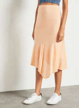High Waist Ruffle Hem Skirt Orange 