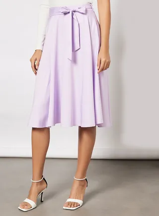 Self Waist Band Casual Skirt purple 