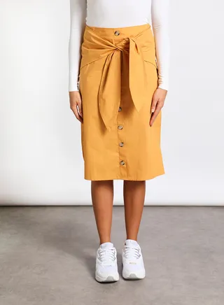Front button A-Line skirt Mustard 