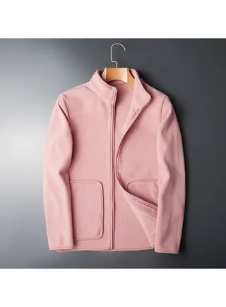 Outdoor Plush Cardigan Mock Neck Overcoat 