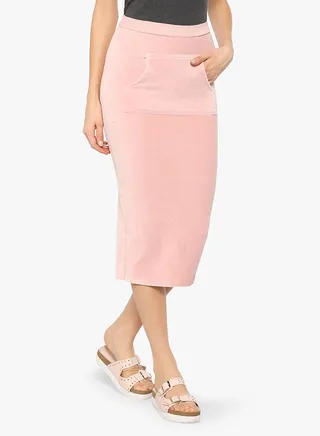 Bib Pocket Jumbo Rib Pencil Pink 