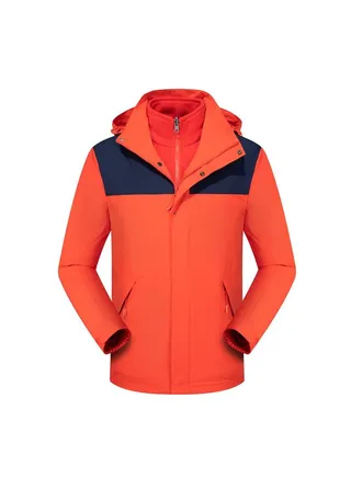 Three-in-one Detachable Two-piece Hood Waterproof Overcoat 