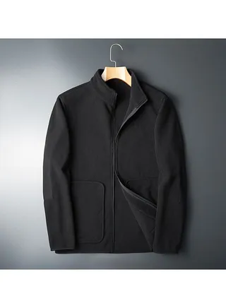 Outdoor Plush Cardigan Mock Neck Overcoat 