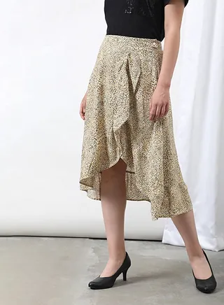 Printed Flared Skirt Yellow Aop 
