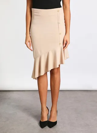 Ruffle trim skirt Beige 