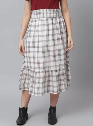 Casual Check Pattern Skirt Multicolour 