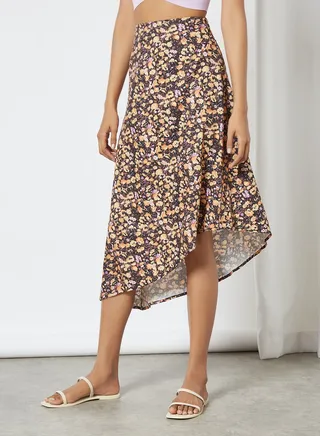 Casual Floral Printed Skirt Multicolour 