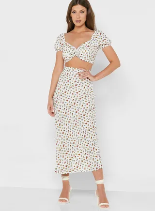 Printed Midi Skirt 