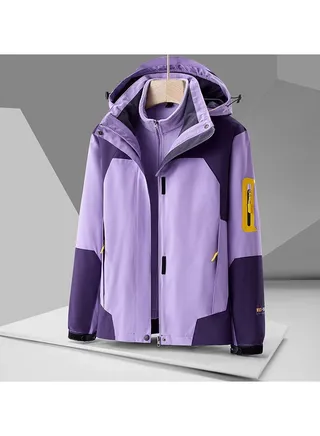 Three-in-one Detachable Two-piece Hood Waterproof Overcoat 
