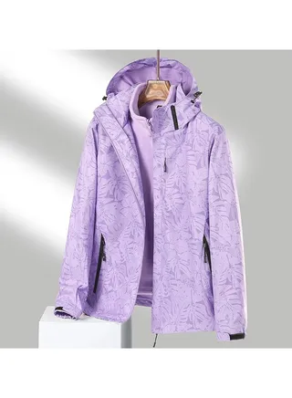 Three-in-one Detachable Two-piece Hood Waterproof Overcoat 