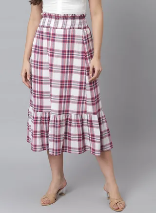 Casual Check Pattern Skirt Multicolour 