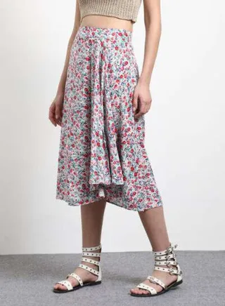 Floral Printed Midi Skirt Multicolour 