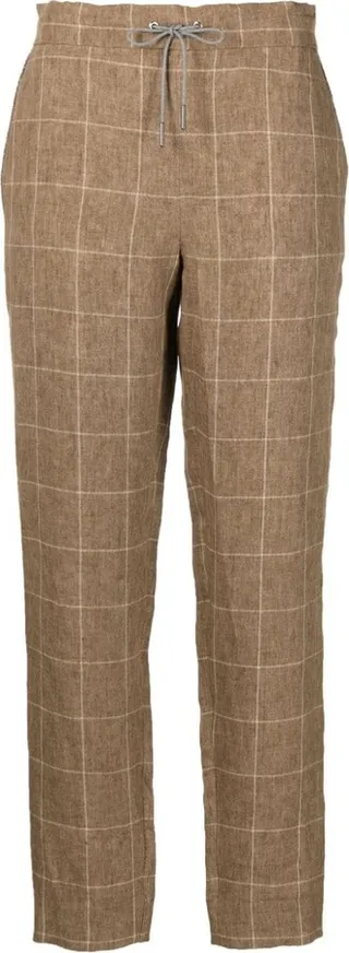 Checked Straight-Leg Trousers