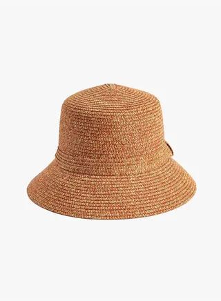 Straw Hat Fedora Textured Stripe Detail