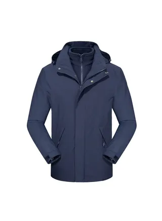 Three-in-one Detachable Two-piece Hood Waterproof Overcoat 