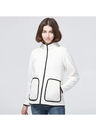 Outdoor Plush Cardigan Mock Neck Overcoat 