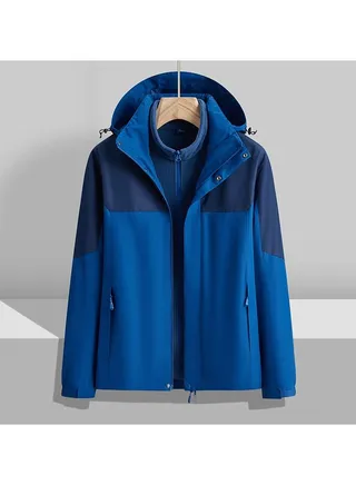 Three-in-one Detachable Two-piece Hood Waterproof Overcoat 