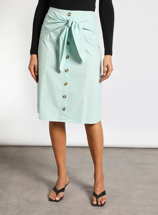 Front button A-Line skirt Mint 