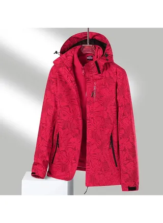 Three-in-one Detachable Two-piece Hood Waterproof Overcoat 