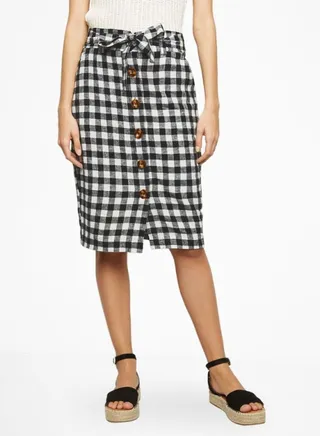 Button Down Skirt Black/White 