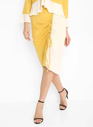 Multi Ruched Skirt Yellow 