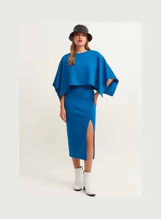 Embroidery Detailed Skirt Blue 