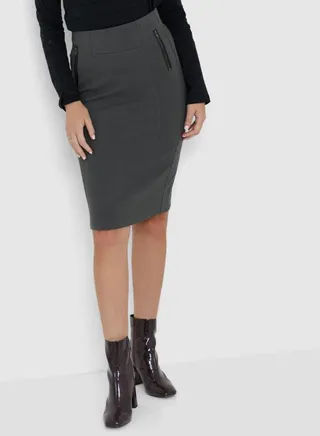 Solid Design Midi Skirt Dark Shadow 