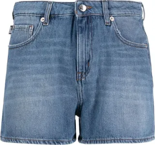 Heart Logo-Print Denim Shorts