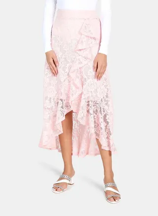 Casual Lace Skirt Peach 