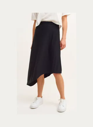Asymmetric Skirt With Fashionable Material Structure Black 