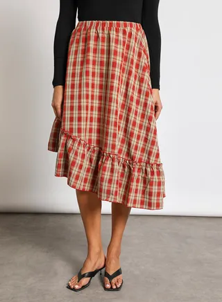 High waist plaid print skirt Multicolor 