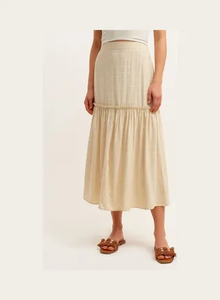 Ruffle Detailed Skirt Beige 
