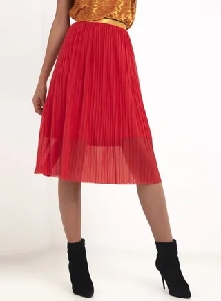 Polyester Midi Skirt High Risk Red 