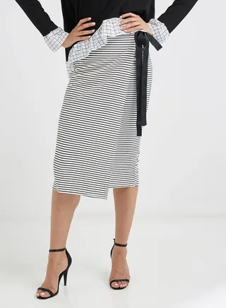 Tie Waist Skirt Black/White 