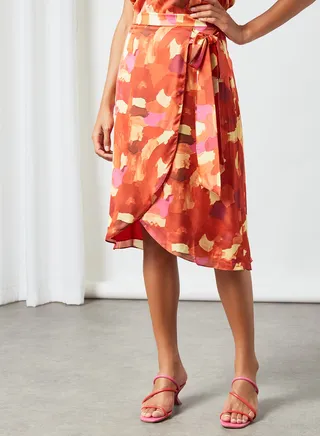 All-Over Print Wrap Skirt Multicolour 