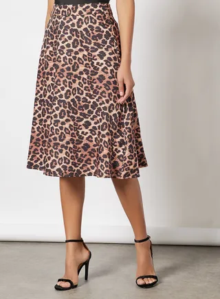 All Over Print Skirt Brown 