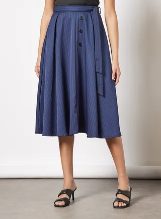 Button Details Skirt Navy Blue 