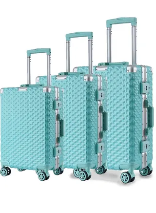 3 Pieces Aluminium Hardside 360 degree Spinner Wheels Trolley Luggage Set with TSA Lock 20/24/28 Inch 